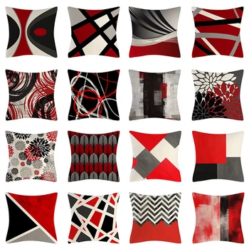 2022 Nový Moderný Abstrakt Sivá Červená Geometrických Tlač Vankúš pre Posteľ Pás je Dekoratívne Domov Obývacia Izba Gauč Auto Vankúš