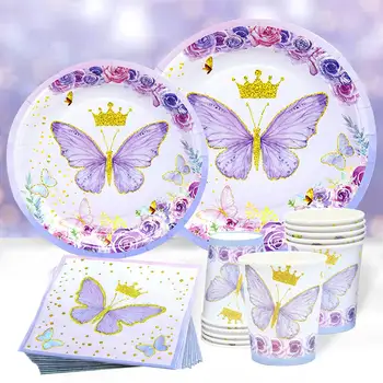 Butterfly Party Riad Ružová Doska Pohár Slamy Farbou Obrus Narodeninovej Party Obrúsok Domáce Dekorácie Baby Sprcha Darček