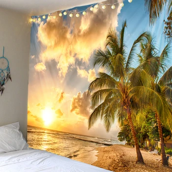 Hot predaj coconut tree beach scenérie gobelín scény, dekorácie pozadí stenu, dekorácie, závesné látkové super veľká veľkosť voliteľné