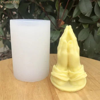 3D Ruky Zložené k Modlitbe pri sviečkach Silikónové Formy Voňajúce DIY Formy Sadrovej Formy Za modlitbu Za Požehnanie S Dlane Spolu