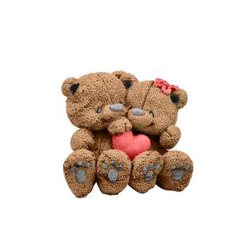 Nový Pár Medveď so Srdcom Mousse Silikónové Formy DIY 3D Zvierat Vianočné Tortu Cookie Fondant Foriem Remesiel Candy Živičné Mydlo Nástroje