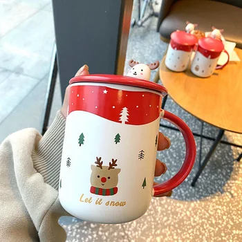 Nový Vianočný Pohár Vianočný Darček, Vianočné Keramická Šálka Kávy Nastaviť Cartoon Hrnček Vianočný Pohár