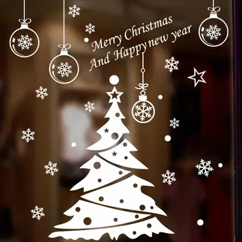 Vianočný strom dekorácie skla, okno, stenu, nálepky stenu festival domova šťastný nový rok nálepky tapety