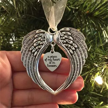 Z nehrdzavejúcej Ocele Domova Prívesok Anjel Krídla Vianočné Ozdoby za Stratu Milovanej Pamätník Ornament Dekorácie