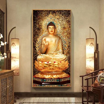 Zlatý Budha Plátno Umenie Moderné Obrazy na Stenu Umenie Plagátu Obrázky pre Domáce Obývacia Izba Dekor Veľké Veľkosť