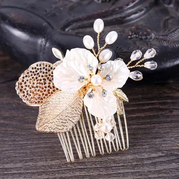 Zlatý Kvet, List Kamienkami Crystal Príslušenstvo Vlasy Pearl Svadobné Vlasy Hrebeňom Svadobné Headpiece Družičky Ornament pre Ženy